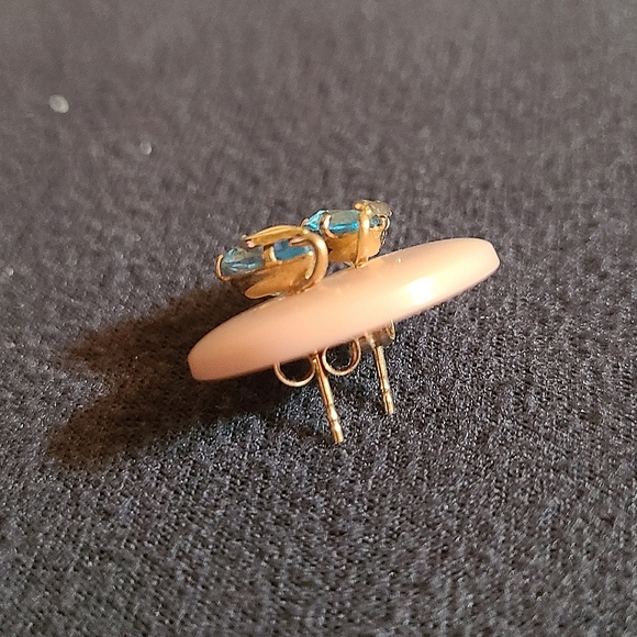 💸SOLD💸 EUC Genuine Blue Topaz Teardrop Gold Earrings - Picture 3 of 9